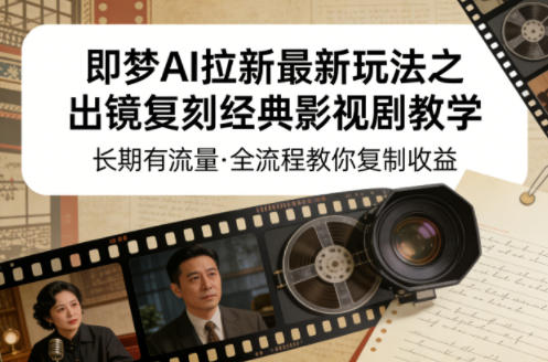 即梦AI拉新最新玩法之出镜复刻经典影视剧教学，长期有流量，全流程教你复制收益-weichuangqy