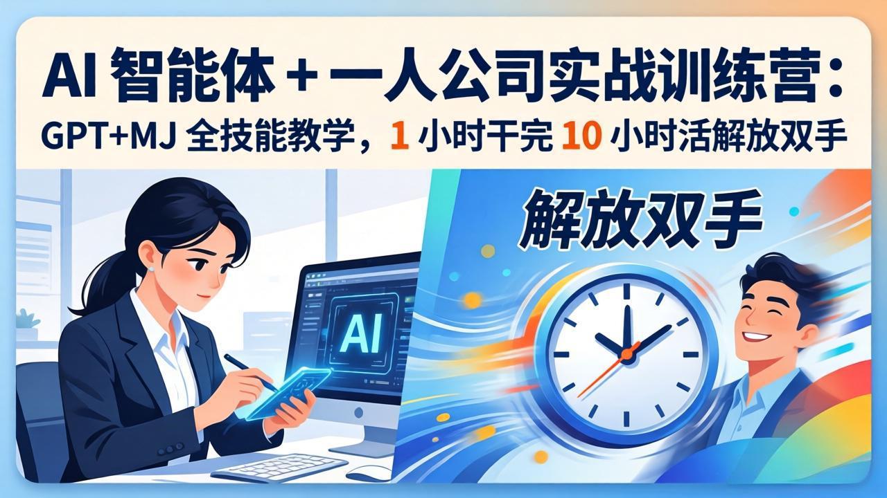 AI 智能体 + 一人公司实战训练营：GPT+MJ 全技能教学，1 小时干完 10 小时活解放双手-weichuangqy
