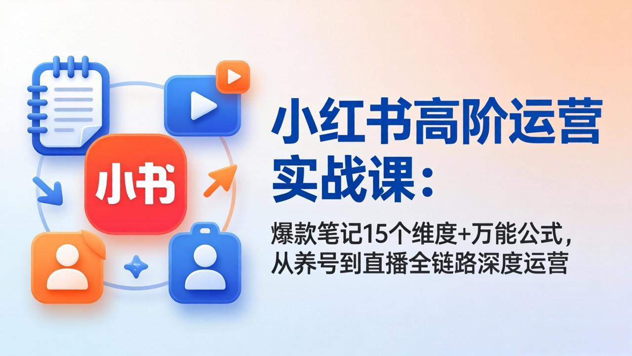 小红书高阶运营实战课：爆款笔记15个维度+万能公式，从养号到直播全链路深度运营-weichuangqy