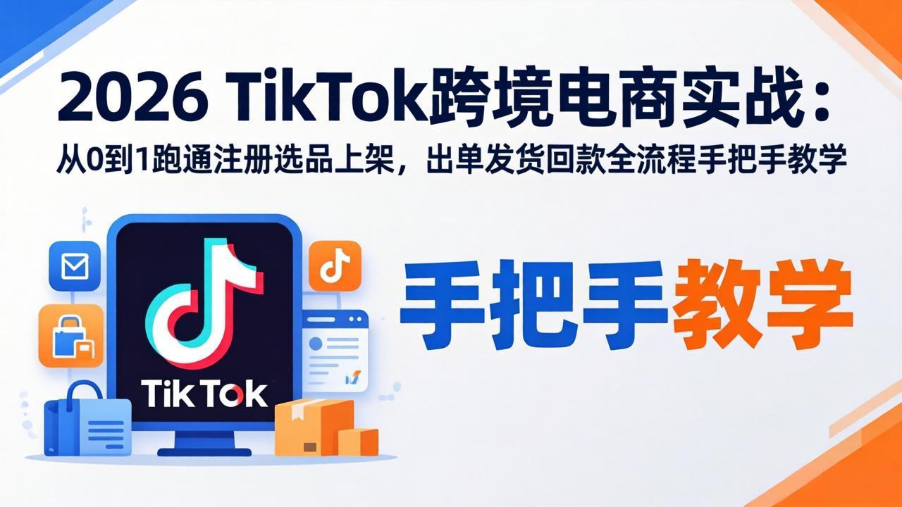 2026TikTok跨境电商实战：从0到1跑通注册选品上架，出单发货回款全流程手把手教学-weichuangqy