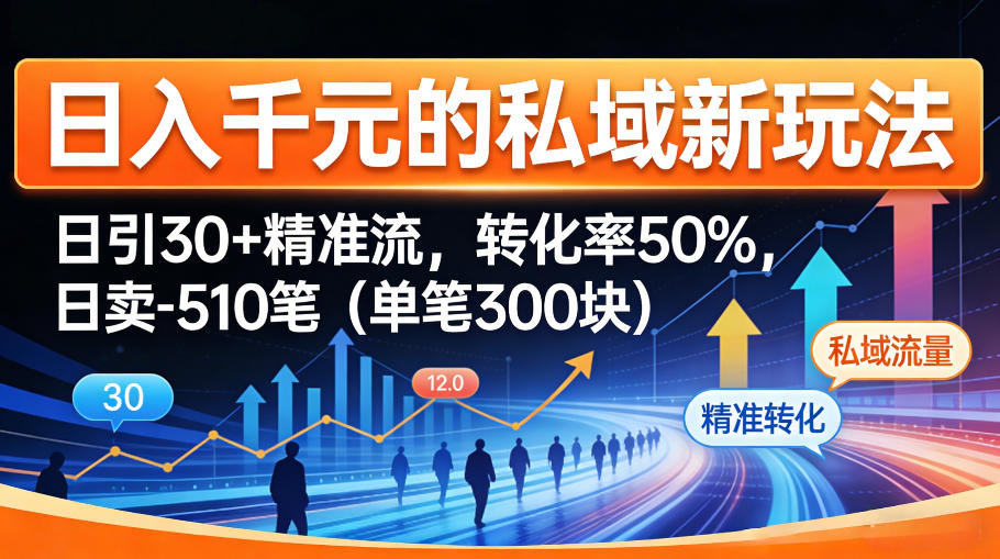日入千米的私域新玩法：日引30＋精准流，转化率50%，日卖5-10笔(单笔300米)-weichuangqy