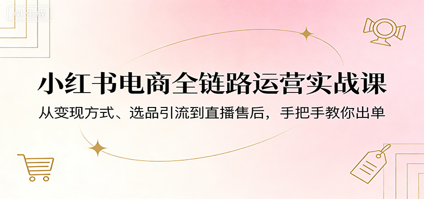 小红书电商全链路运营实战课：从变现方式、选品引流到直播售后，手把手教你出单-weichuangqy