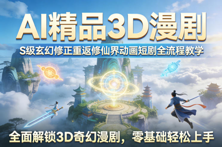 AI精品3D漫剧S级玄幻修正重返修仙界动画短剧全流程教学，全面解锁3D奇幻漫剧，零基础轻松上手-weichuangqy