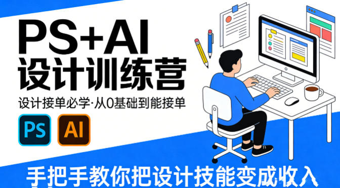 设计接单必学，PS+AI设计训练营，从0基础到能接单，手把手教你把设计技能变成收入-weichuangqy