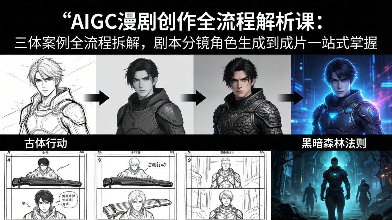 AIGC漫剧创作全流程解析课：三体案例全流程拆解，剧本分镜角色生成到成片一站式掌握-weichuangqy