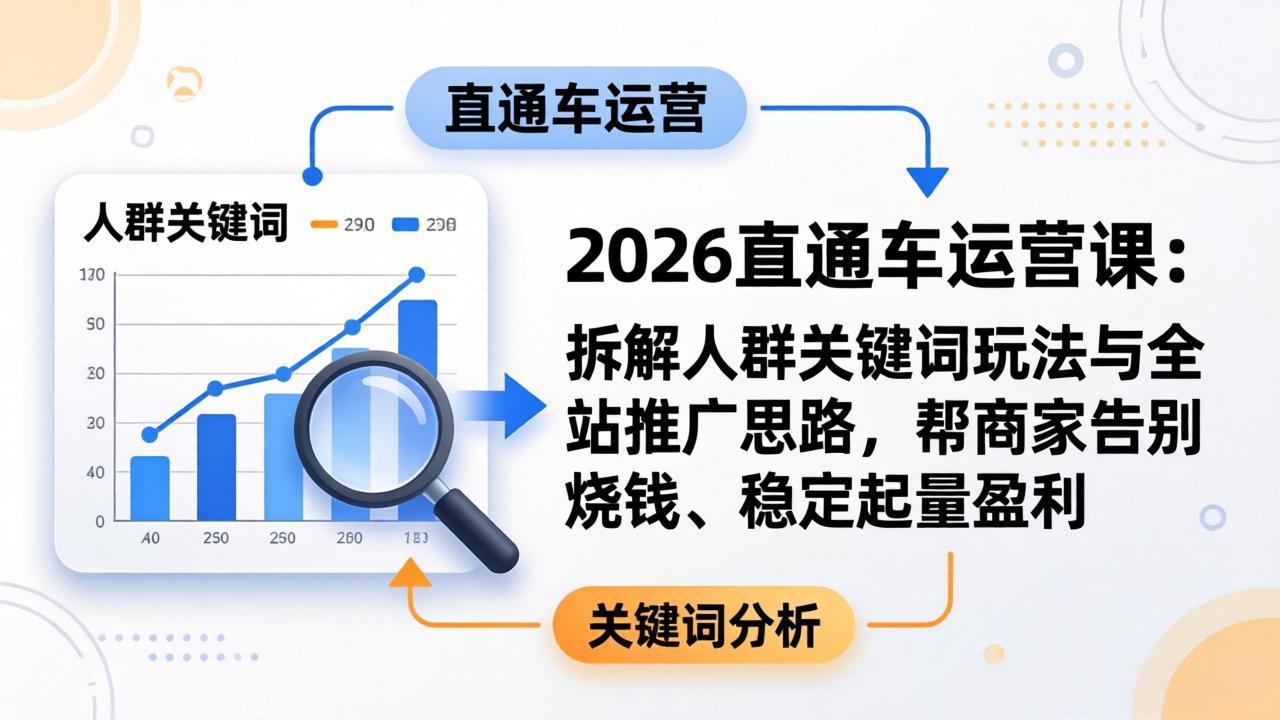 2026直通车运营课：拆解人群关键词玩法与全站推广思路，帮商家告别烧钱、稳定起量盈利-weichuangqy