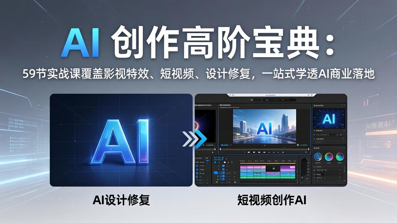 AI 创作高阶宝典：59节实战课覆盖影视特效、短视频、设计修复，一站式学透AI商业落地-weichuangqy