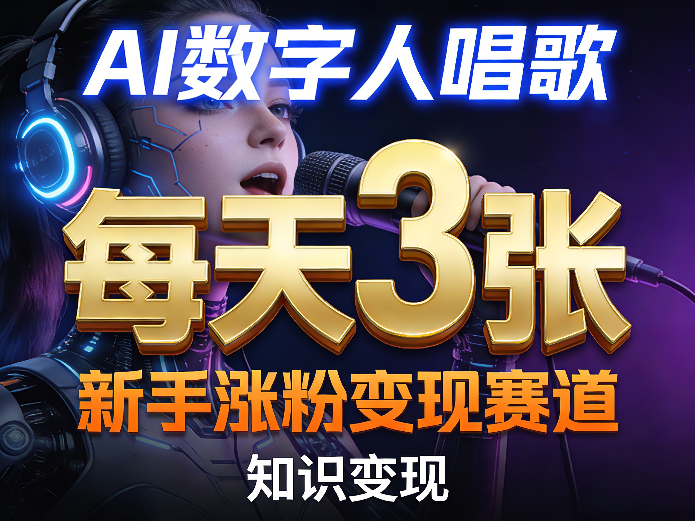 AI数字人唱歌，新手涨粉变现赛道，每天3张和知识付费，副业必备-weichuangqy