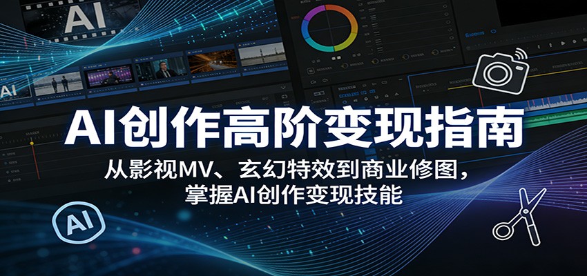 AI创作高阶变现指南：从影视MV、玄幻特效到商业修图，掌握AI创作变现技能-weichuangqy