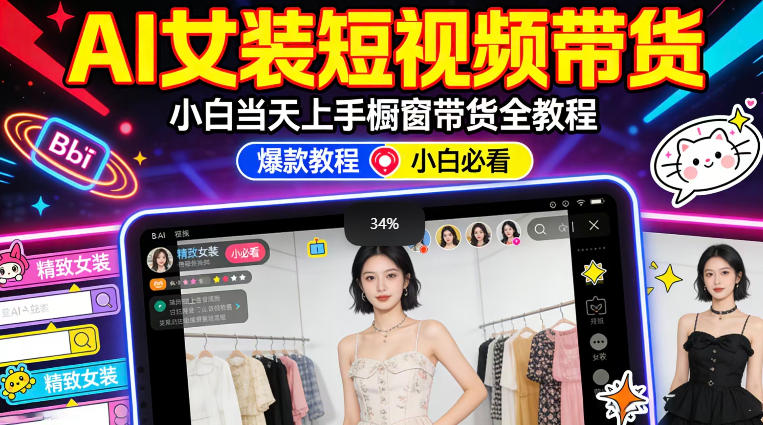 AI女装短视频橱窗带货：小白零门槛当天上手，高佣金爆款轻松賺！-weichuangqy