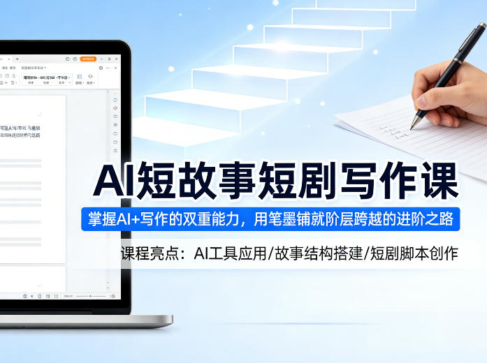 AI短故事短剧写作课，掌握AI+写作的双重能力，用笔墨铺就阶层跨越的进阶之路-weichuangqy