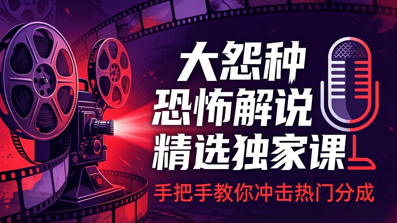 大怨种恐怖解说精选独家课：电影下载+文案配音+片头封面，手把手教你冲击热门分成-weichuangqy