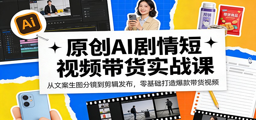 原创AI剧情短视频带货实战课：从文案生图分镜到剪辑发布，零基础打造爆款带货视频-weichuangqy