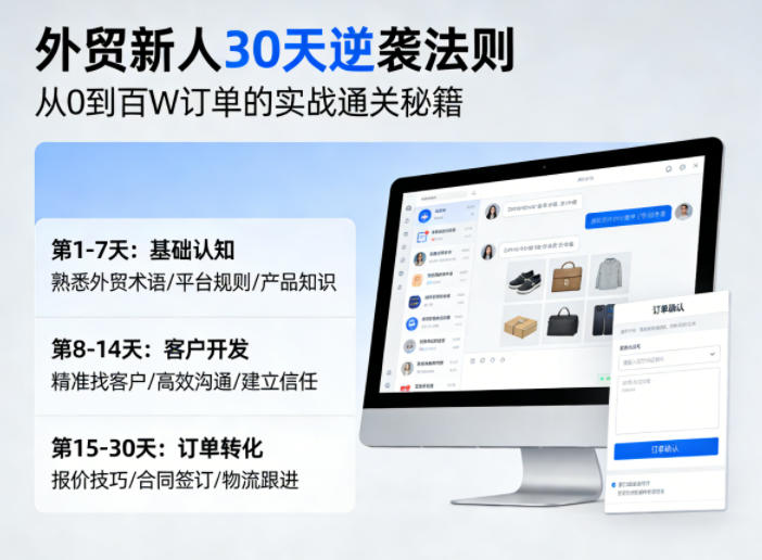 外贸新人30天逆袭法则，教你从0到百W订单的实战通关秘籍-weichuangqy