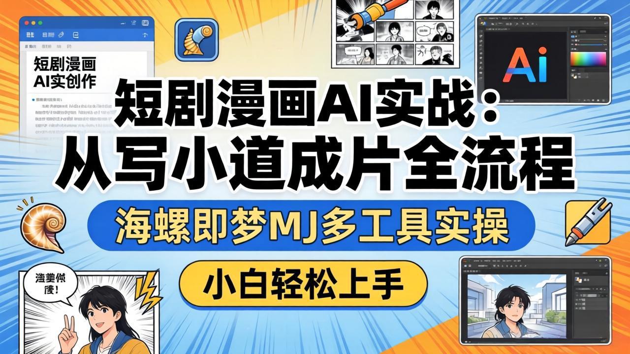 短剧漫画AI实战：从写小说到成片全流程，海螺即梦MJ多工具实操，小白轻松上手-weichuangqy