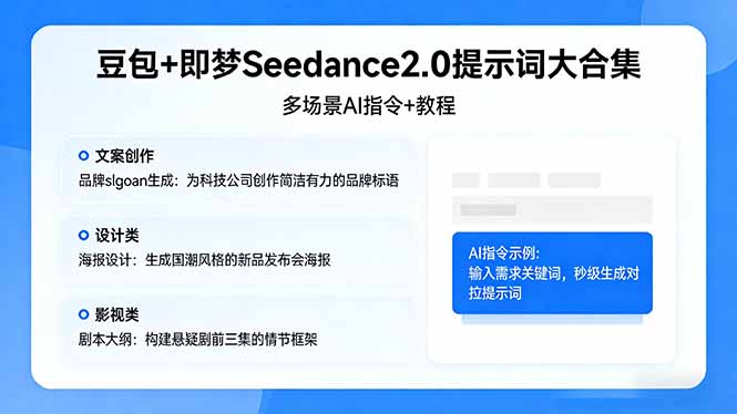豆包+即梦Seedance2.0提示词大合集：多场景AI指令+教程，解锁文案、设计、影视高效创作-weichuangqy
