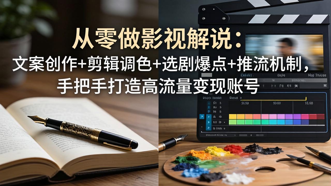 从零做影视解说：文案创作+剪辑调色+选剧爆点+推流机制，手把手打造高流量变现账号-weichuangqy