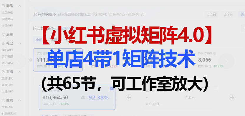 小红书虚拟矩阵4.0技术：单店4带1矩阵(共65节，可工作室放大)-weichuangqy