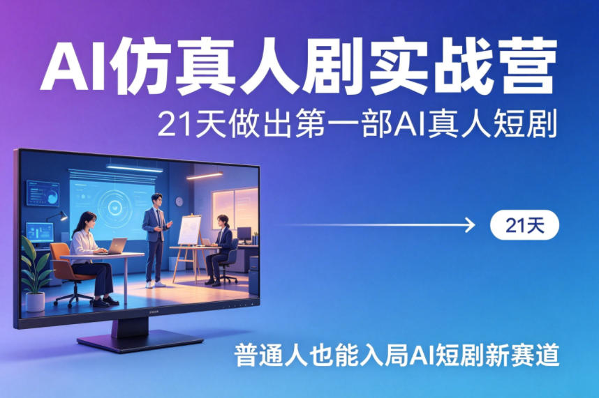 AI仿真人剧实战营，21天做出第一部AI真人短剧，普通人也能入局AI短剧新赛道-weichuangqy