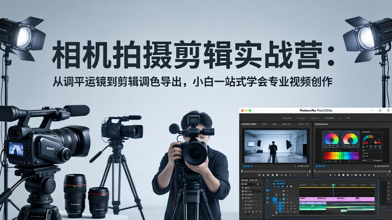 相机拍摄剪辑实战营：从调平运镜到剪辑调色导出，小白一站式学会专业视频创作-weichuangqy