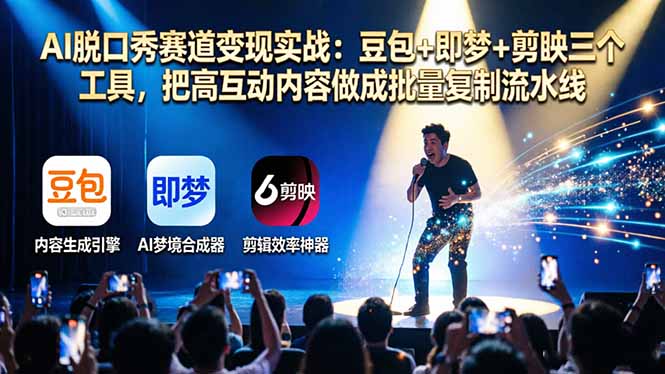 AI脱口秀赛道变现实战：豆包+即梦+剪映三个工具，把高互动内容做成批量复制流水线-weichuangqy
