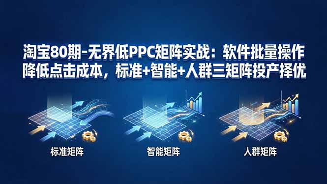 淘宝80期-无界低PPC矩阵实战：软件批量操作降低点击成本，标准+智能+人群三矩阵投产择优-weichuangqy
