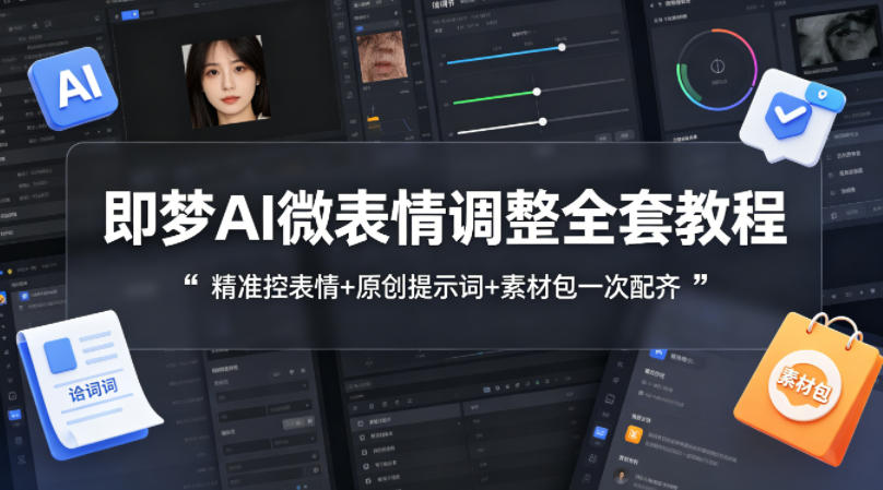即梦AI微表情调整全套教程，精准控表情+原创提示词+素材包一次配齐-weichuangqy