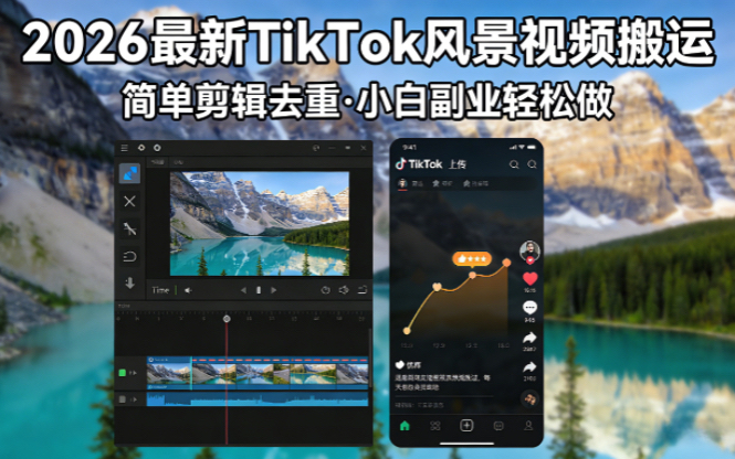 2026最新TikTok风景视频搬运简单剪辑去重小白副业月入 8000-weichuangqy