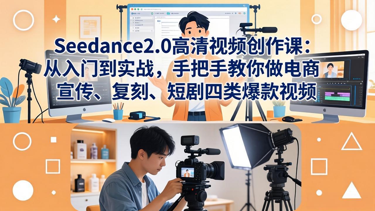 Seedance2.0高清视频创作课：从入门到实战，手把手教你做电商、宣传、复刻、短剧四类爆款视频-weichuangqy