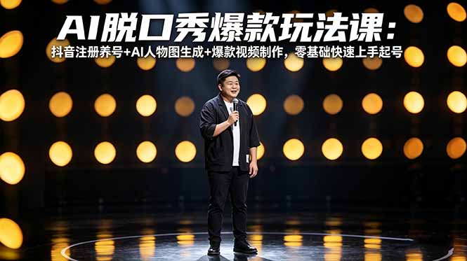 AI脱口秀爆款玩法课：抖音注册养号+AI人物图生成+爆款视频制作，零基础快速上手起号-weichuangqy