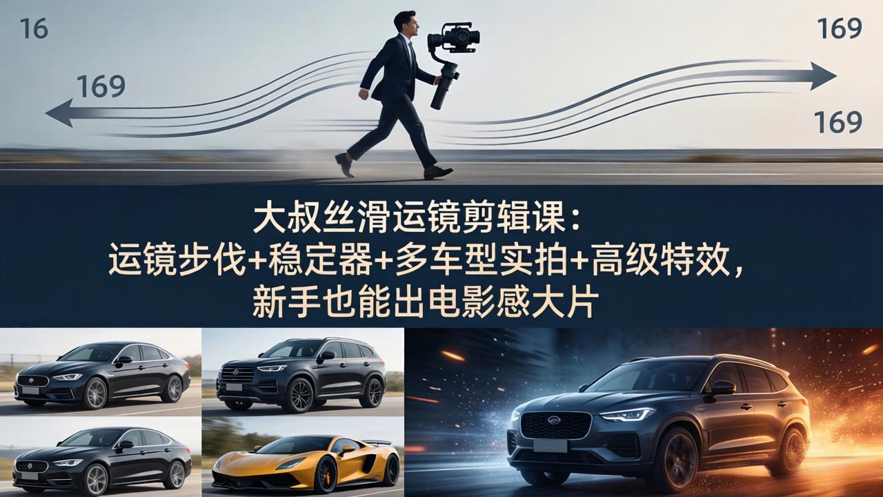 大叔丝滑运镜剪辑课：运镜步伐+稳定器+多车型实拍+高级特效，新手也能出电影感大片-weichuangqy