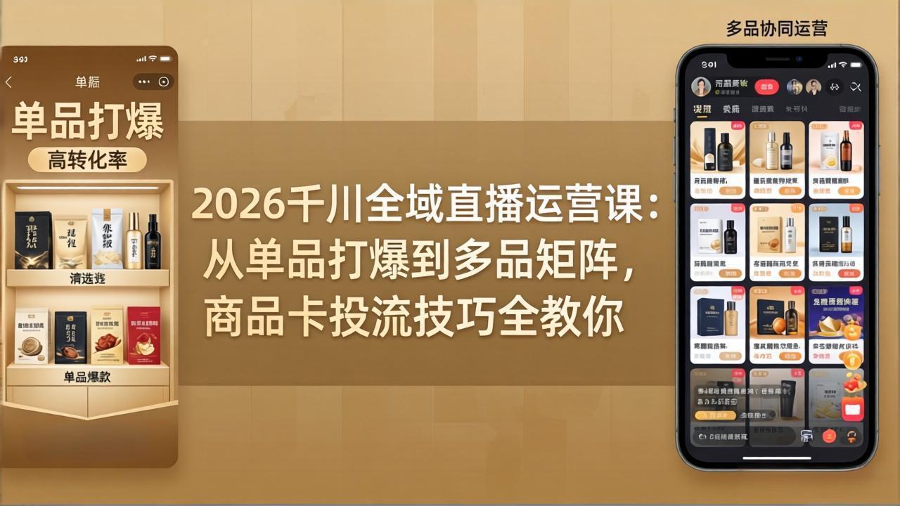 2026千川全域直播运营课：从单品打爆到多品矩阵，商品卡投流技巧全教你-weichuangqy