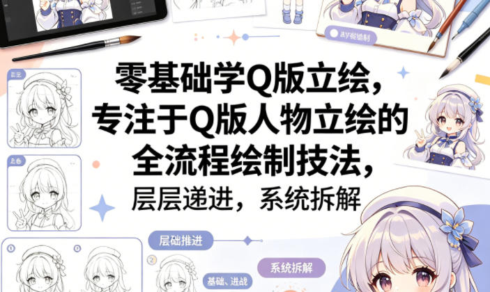 零基础学Q版立绘，专注于Q版人物立绘的全流程绘制技法，层层递进，系统拆解-weichuangqy