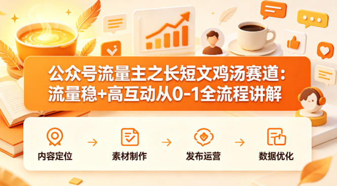 公众号流量主之长短文鸡汤赛道，流量稳+高互动，从0-1全流程讲解-weichuangqy