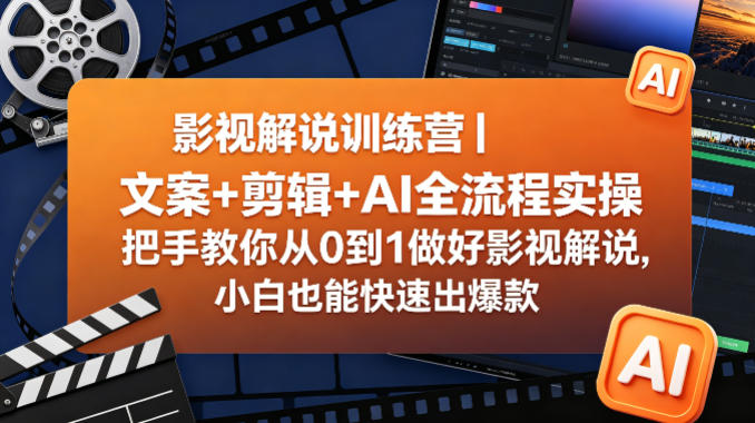 影视解说训练营｜文案+剪辑+AI全流程实操，把手教你从0到1做好影视解说，小白也能快速出爆款-weichuangqy
