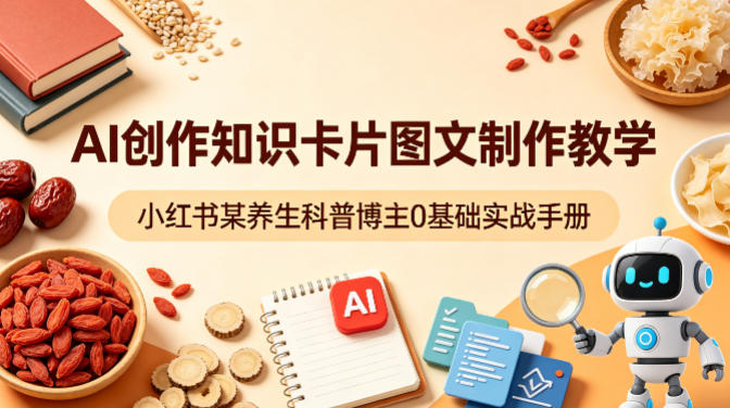 AI创作知识卡片图文制作教学，小红书某养生科普博主0基础实战手册-weichuangqy