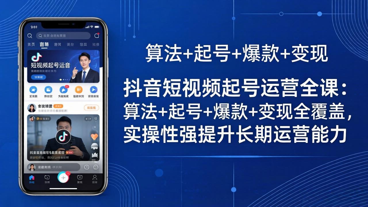 抖音短视频起号运营全课：算法+起号+爆款+变现全覆盖，实操性强提升长期运营能力-weichuangqy