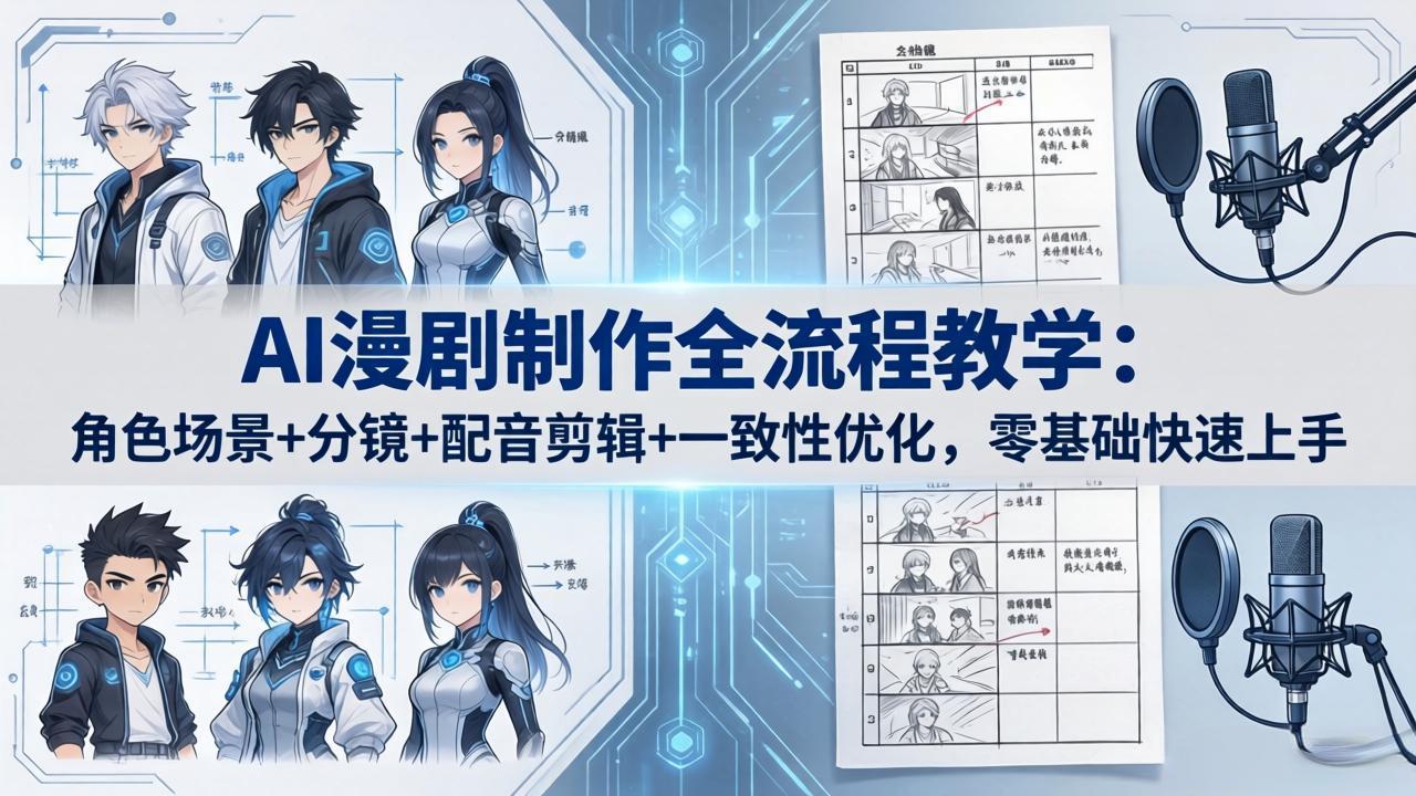 AI漫剧制作全流程教学：角色场景+分镜+配音剪辑+一致性优化，零基础快速上手-weichuangqy
