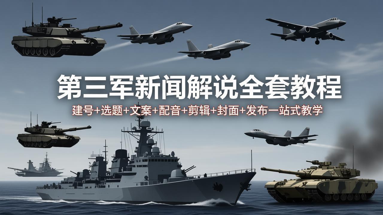 第三军迷新闻解说全套教程：建号+选题+文案+配音+剪辑+封面+发布一站式教学-weichuangqy