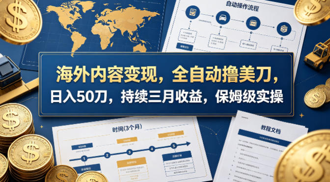 海外内容变现，全自动撸美刀，日入50刀，持续三月收益，保姆级实操【揭秘】-weichuangqy