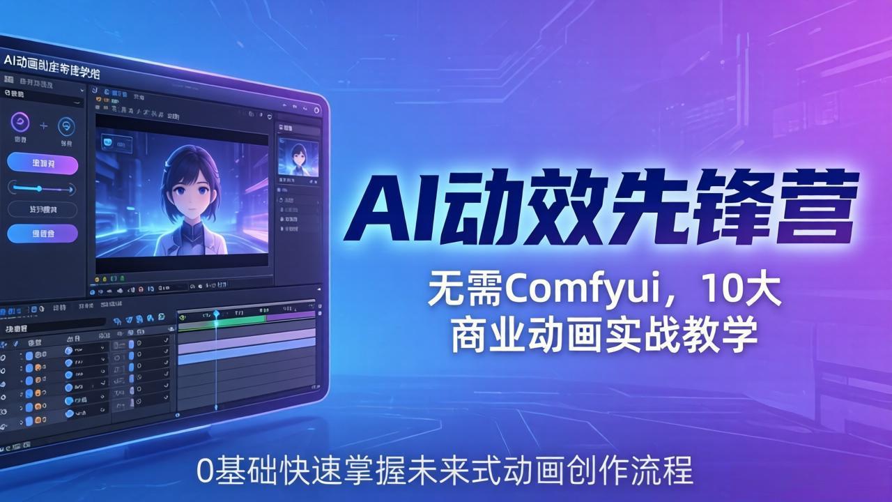 AI 动效先锋营：无需Comfyui，10大商业动画实战教学，0基础快速掌握未来式动画创作流程-weichuangqy