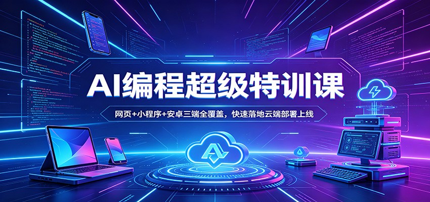 AI编程超级特训课：网页+小程序+安卓三端全覆盖，快速落地云端部署上线-weichuangqy