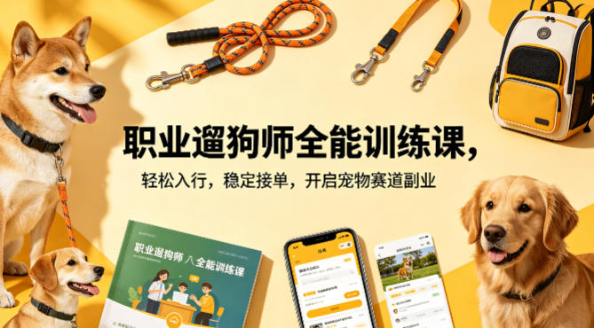 职业遛狗师全能训练课，轻松入行，稳定接单，开启宠物赛道副业-weichuangqy