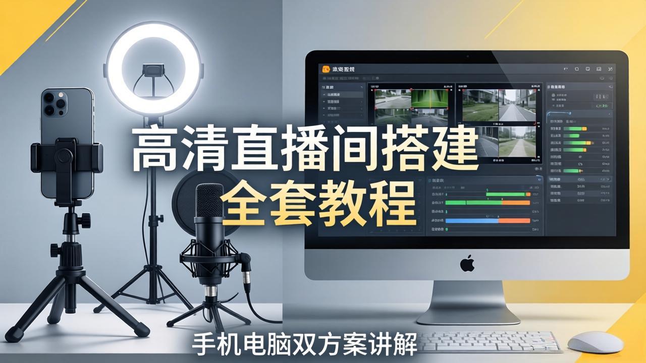 高清直播间搭建全套教程，手机电脑双方案讲解，设备选型调试多机位实操教学-weichuangqy