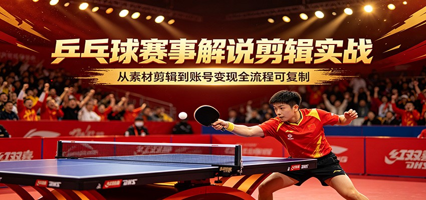 乒乓球赛事解说剪辑实战，从素材剪辑到账号变现全流程可复制-weichuangqy