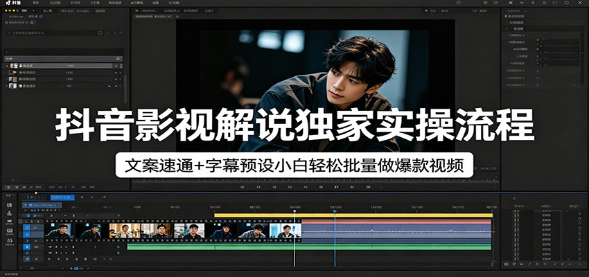 抖音影视解说独家实操流程，文案速通+字幕预设小白轻松批量做爆款视频-weichuangqy