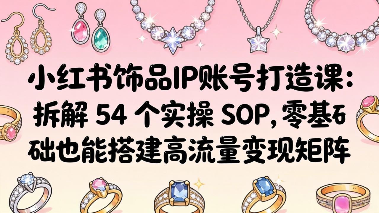 小红书饰品IP账号打造课：拆解 54 个实操 SOP，零基础也能搭建高流量变现矩阵-weichuangqy