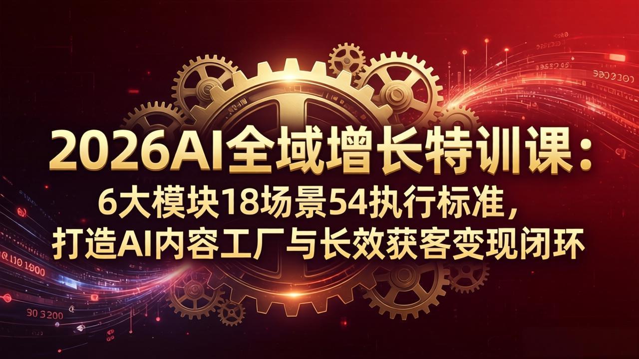 2026AI全域增长特训课：6大模块18场景54执行标准，打造AI内容工厂与长效获客变现闭环-weichuangqy