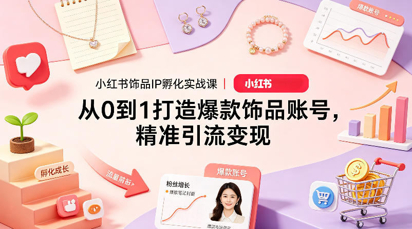 小红书饰品IP孵化实战课｜从0到1打造爆款饰品账号，精准引流变现-weichuangqy
