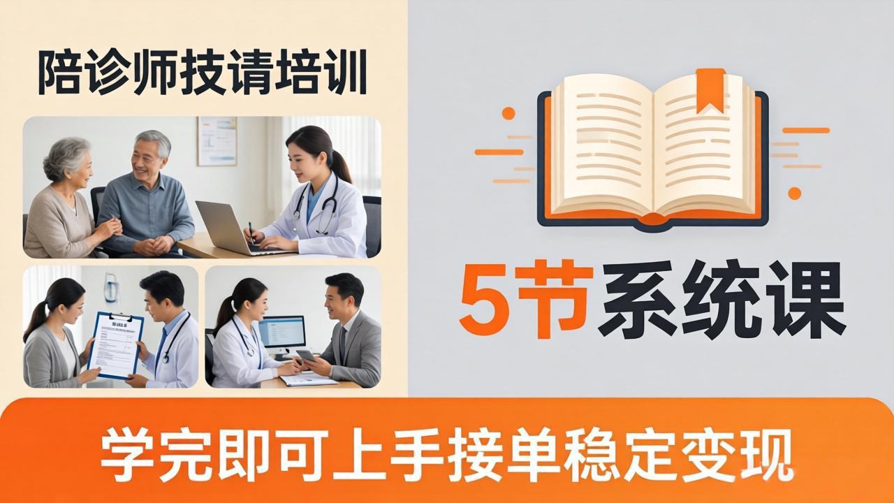想做陪诊师不知从何下手？5节系统课教你掌握核心技能，学完即可上手接单稳定变现-weichuangqy